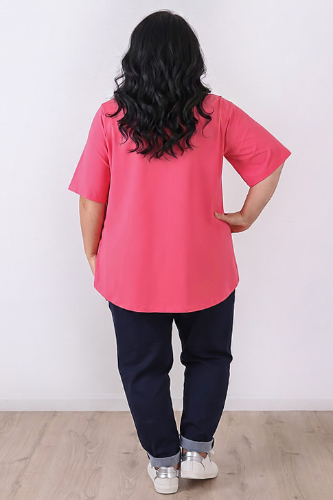 Plus Size Pink Scoop Neck Cotton Stretch Tee