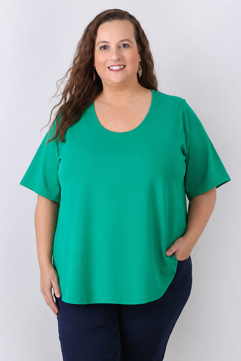 Bright Green Scoop Neck Cotton Stretch Tee