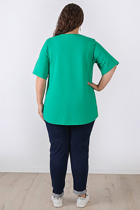 Plus Size Bright Green Scoop Neck Cotton Stretch Tee