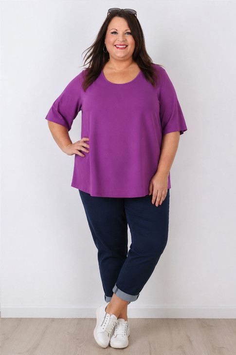 Plus Size Purple Stretch Cotton Tee