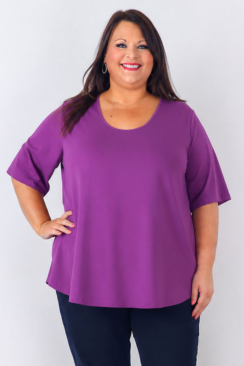 Purple Scoop Neck Cotton Stretch Tee