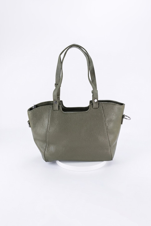 Olive Green Handbag With Decorative Tie