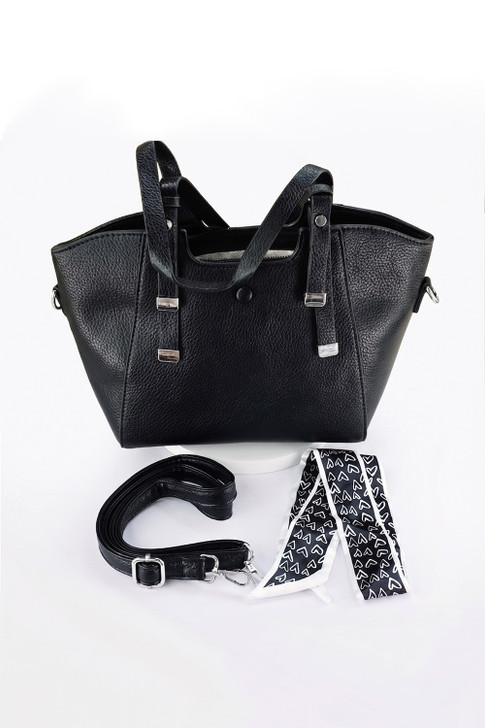 Black Handbag With Decorative Tie