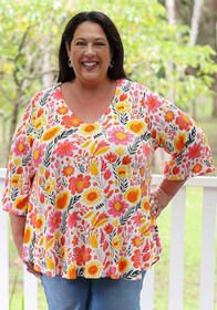 Plus Size Vibrant Fun Floral Swing Top