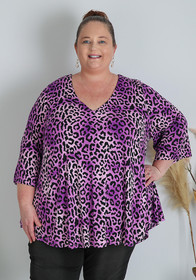 Plus Size Animal Print in Purples Swing Top