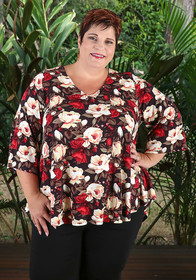 Plus Size Warm Rose Garden Swing Top