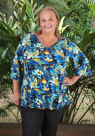 Plus Size Moonlight Magic Floral V Neck Top