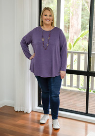 Plus Size Cute purple Long Sleeve Top with Stars