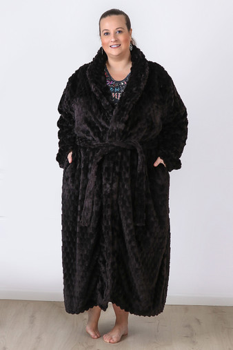 SUKU  DRESSING GOWN ブラック S Ｍ Plus Size Black Dressing Gown | 18 to 32 Curvaceous