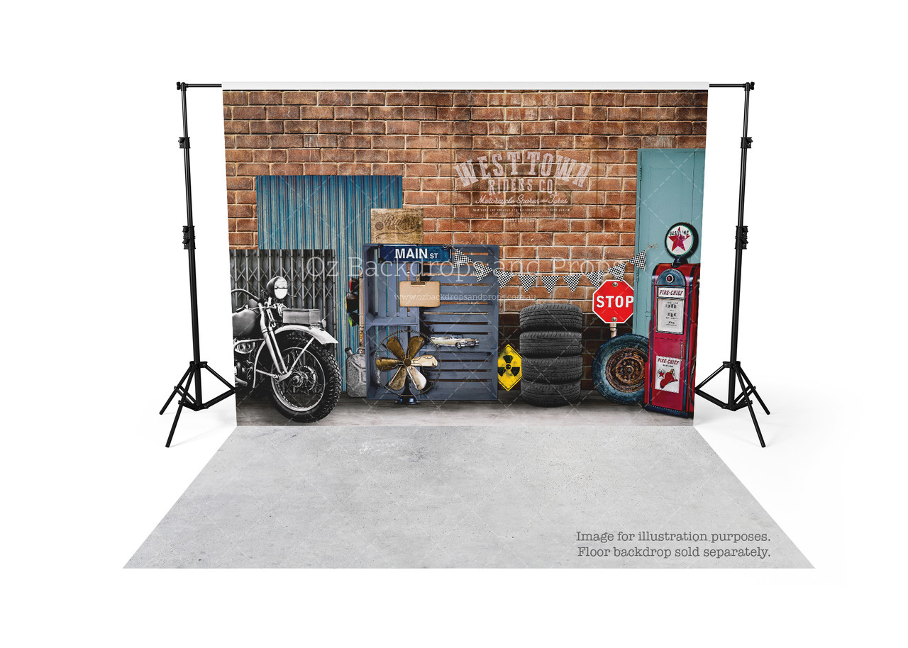 Motorcycle Garage - Oz Backdrops & Props Pty Ltd