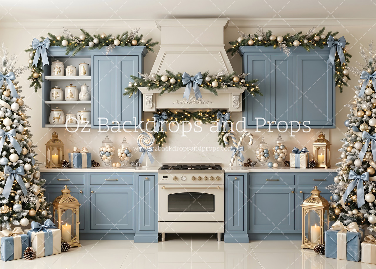 Baby Blue Christmas Kitchen