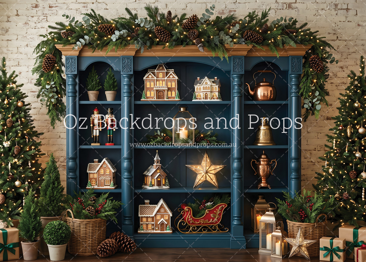 Blue Christmas Bookcase
