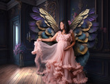 Purple & Gold Wings Room + Wings Overlay - Deluxe Fantasy Digital Backdrops