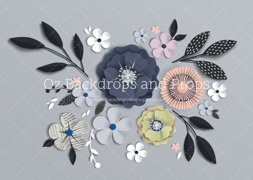 Paper Flowers on Grey