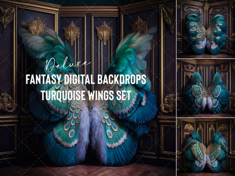 Turquoise Wings Set - Deluxe Fantasy Digital Backdrops