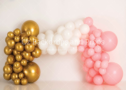 Gold White Pink Balloon Arch