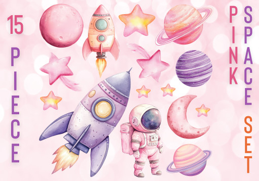 Pink Space Cutout Set (15 Piece)