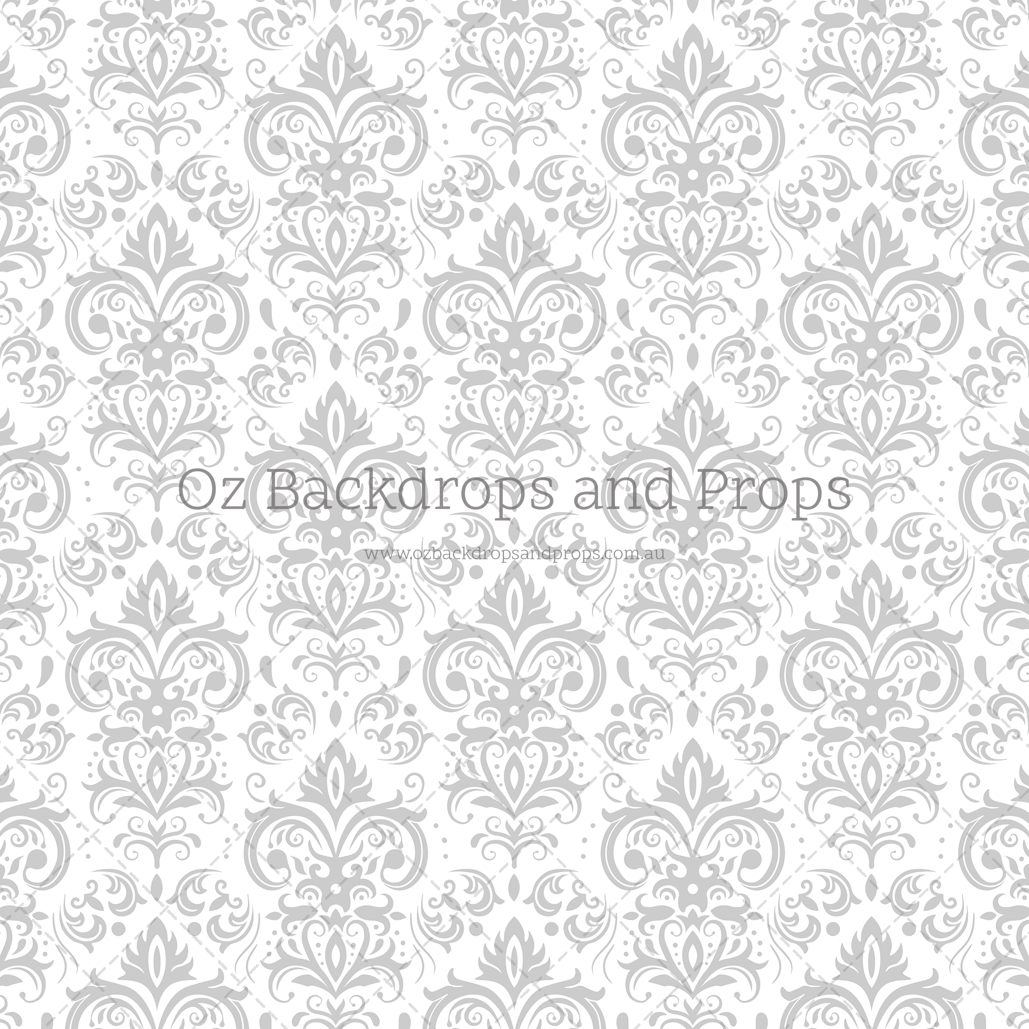Silver White Damask Oz Backdrops & Props