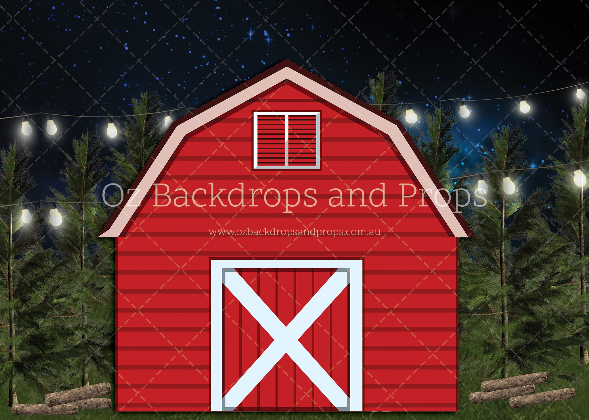 Red Barn Christmas Oz Backdrops & Props