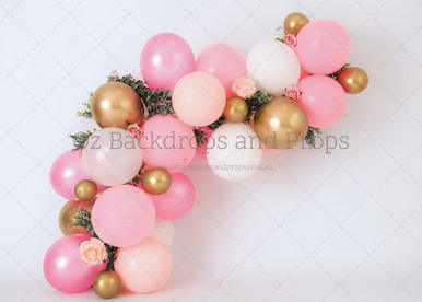 Pink and Gold Balloon Arch - Oz Backdrops & Props Pty Ltd