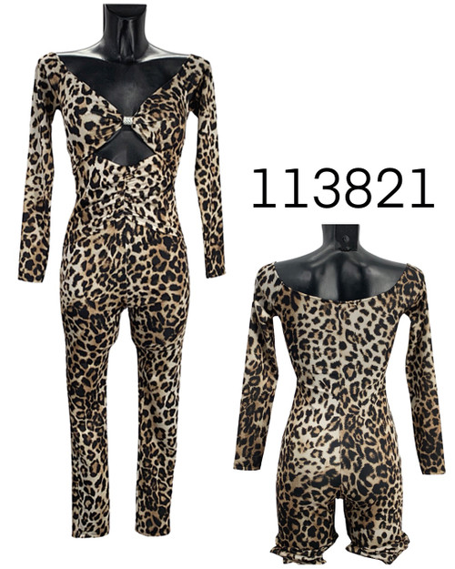 113821 - Animalier Print Front Knot Cut Out Jumpsuit