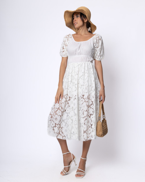 95150 - Lace Puff Sleeve Dress