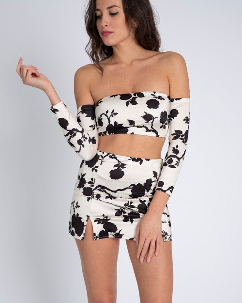 116341 - Printed Tube Top With Sleeve