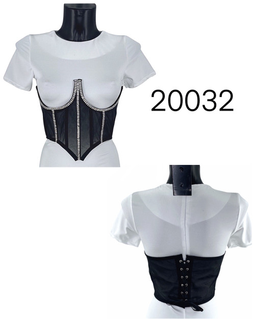 20032 - Back Lace Up Rhinestone Corset Belt