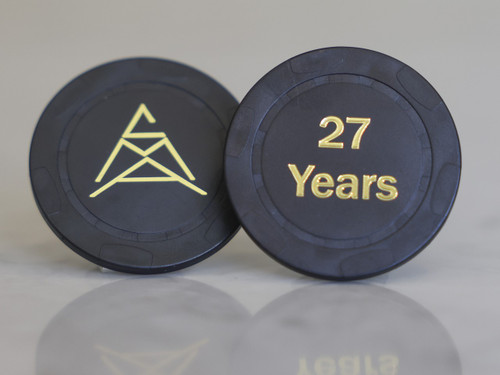 27 Years black anniversary chip - front and back