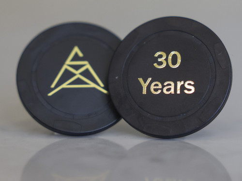 30 Years black anniversary chip - front and back