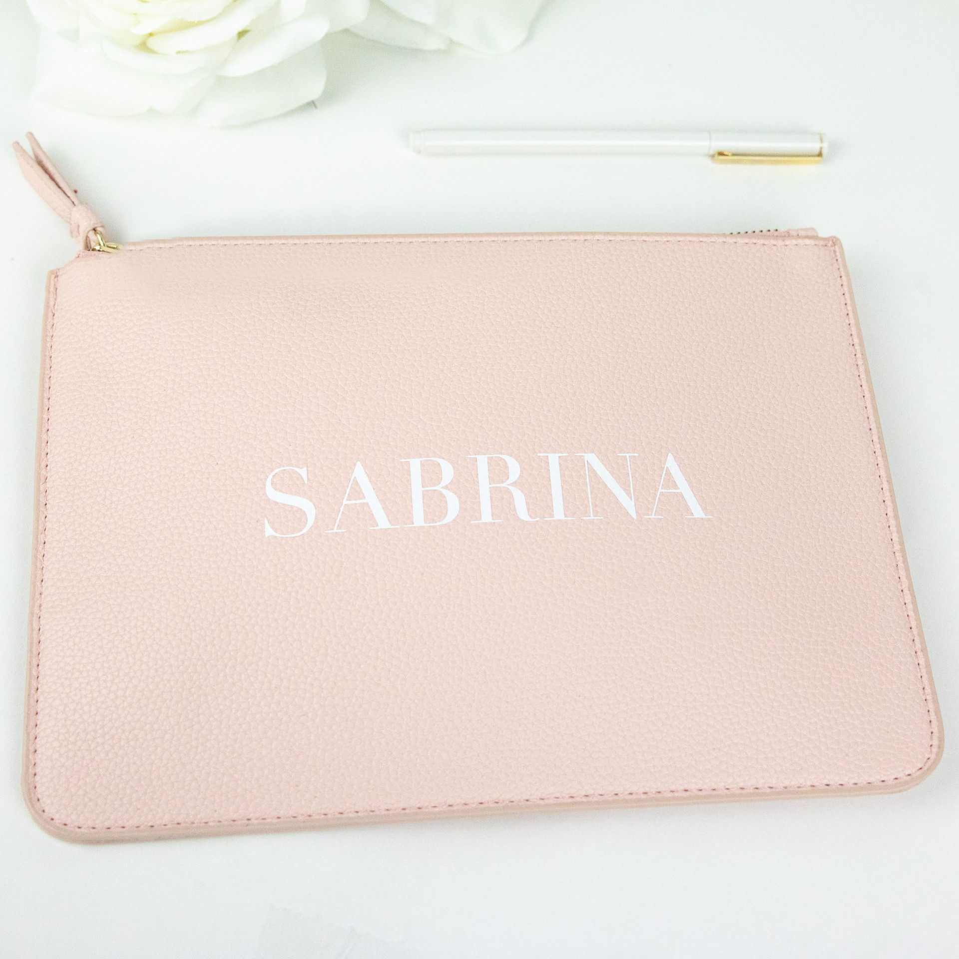 Personalized Print Vegan Leather Clutch