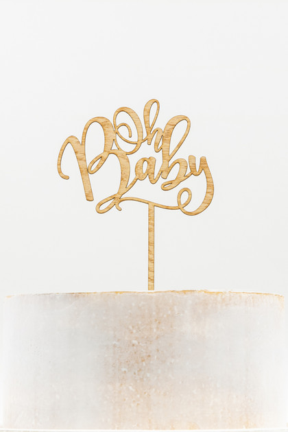 Wooden Cake Topper - Oh Baby