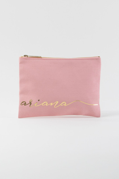 Canvas Makeup Bag Personalized - Blush