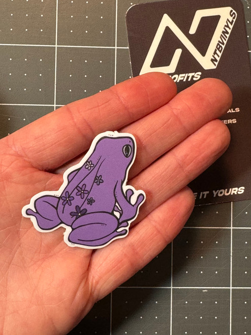 Flower Frog - Laminated Sticker