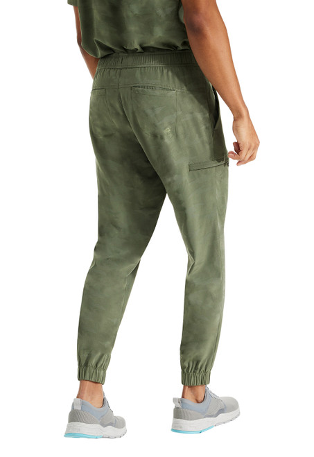 HH Purple Label Drew Jogger Men's Camo Pants offer style and function in medical uniforms. Mid-rise, pull-on, 2-way stretch, and six pockets make them ideal for healthcare professionals.