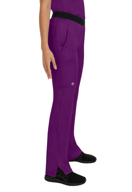 The HH Works Rachel Pant is a stylish medical uniform made of 91% polyester, 9% spandex. These mid-rise pants have an elastic waistband and multiple pockets, offering comfort and practicality for healthcare professionals.