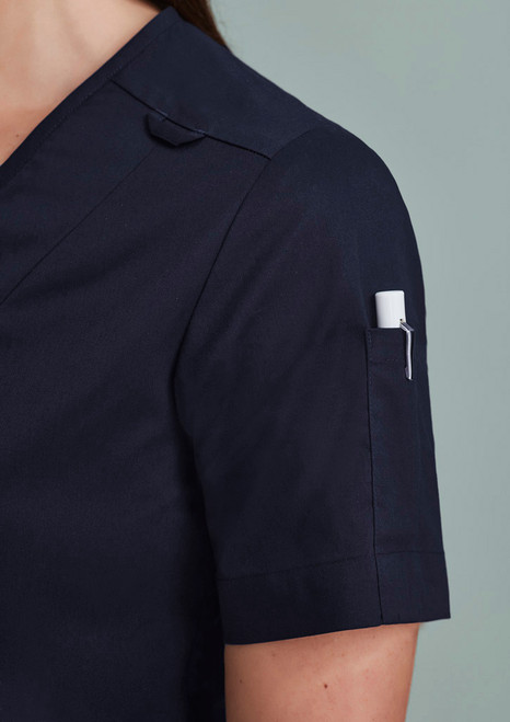 Biz Care Parks Zip Front Crossover Scrub Top CST240LS