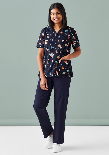 Biz Care Space Party Scrub Top CST148LS