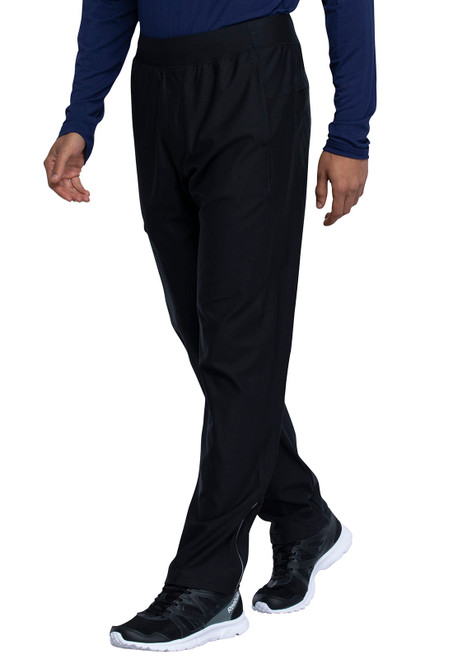 Cherokee Form Men's Tapered Leg Pull-on Pant: Durable 86% Nylon / 14% Spandex Knit blend scrubs with multiple pockets and a modern tapered leg, ideal for healthcare professionals seeking comfort and style.