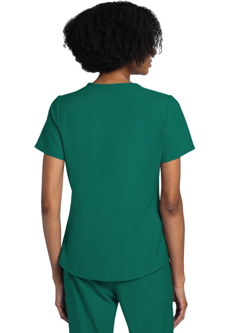 Back view of WW Originals Ultra V-Neck Top: medical uniform scrubs with a stylish V-neckline and flattering shirttail hem. Made from lightweight, durable 100% polyester for healthcare professionals.