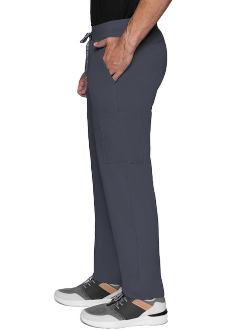 Left view of Rothwear Insight Straight Leg Pant MC2772: Modern medical scrubs for healthcare professionals. Made from 100% polyester, featuring a mid-rise waist, straight legs, and multiple pockets for essentials. Offers mobility and style.