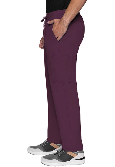 Left view of Rothwear Insight Tall Straight Leg Pant MC2772T: stylish medical scrubs for healthcare professionals. Features mechanical stretch fabric, 33-inch inseam, elastic waistband, and multiple pockets for comfort and functionality.