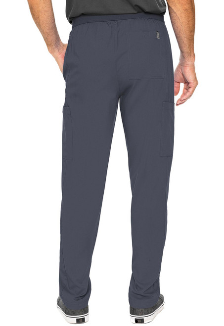 Back view of Rothwear Touch Hutton Straight Leg Pant MC7779: durable medical scrubs for healthcare professionals. Features include a comfy waistband, multiple pockets, and a 31-inch inseam, offering style and practicality.