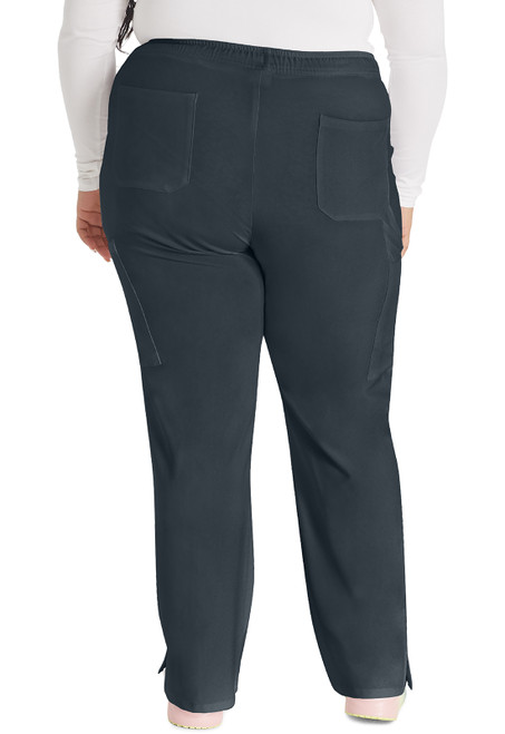 Back view of EDS Essentials Mid Rise Straight Leg Drawstring Pant: medical scrubs with customizable fit, seven pockets, durable fabric, and side vents for comfort and functionality. Designed for healthcare professionals.