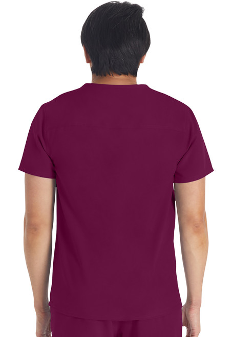 EDS NXT Men's Round Neck Top DK676: Durable medical uniform with multi-needle stitching and tailored yoke seams. Offers comfort and 28-inch coverage, ideal for healthcare professionals.