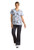 Front view of the Amanda Print Top in Color Flow from HH Purple Label, featuring a V-neckline with contrast grosgrain ribbon and three functional pockets for added convenience.