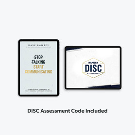 Image of Stop Talking Start Communicating on tablet with Disc on tablet