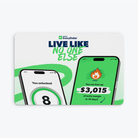 EveryDollar 1-year subscription digital gift card and the bold message “Live Like No One Else.”