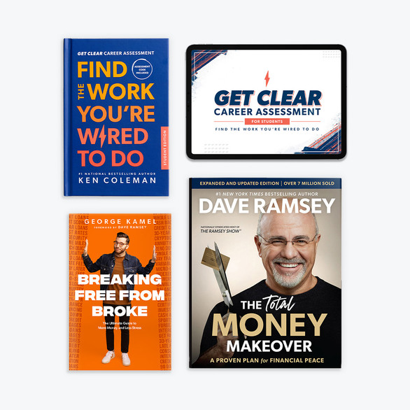 images of total money makeover, Breaking free from broke, and Find the work you're wired to do book covers
