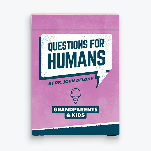 An image of the Questions for Humans: Grandparents and Kids box front